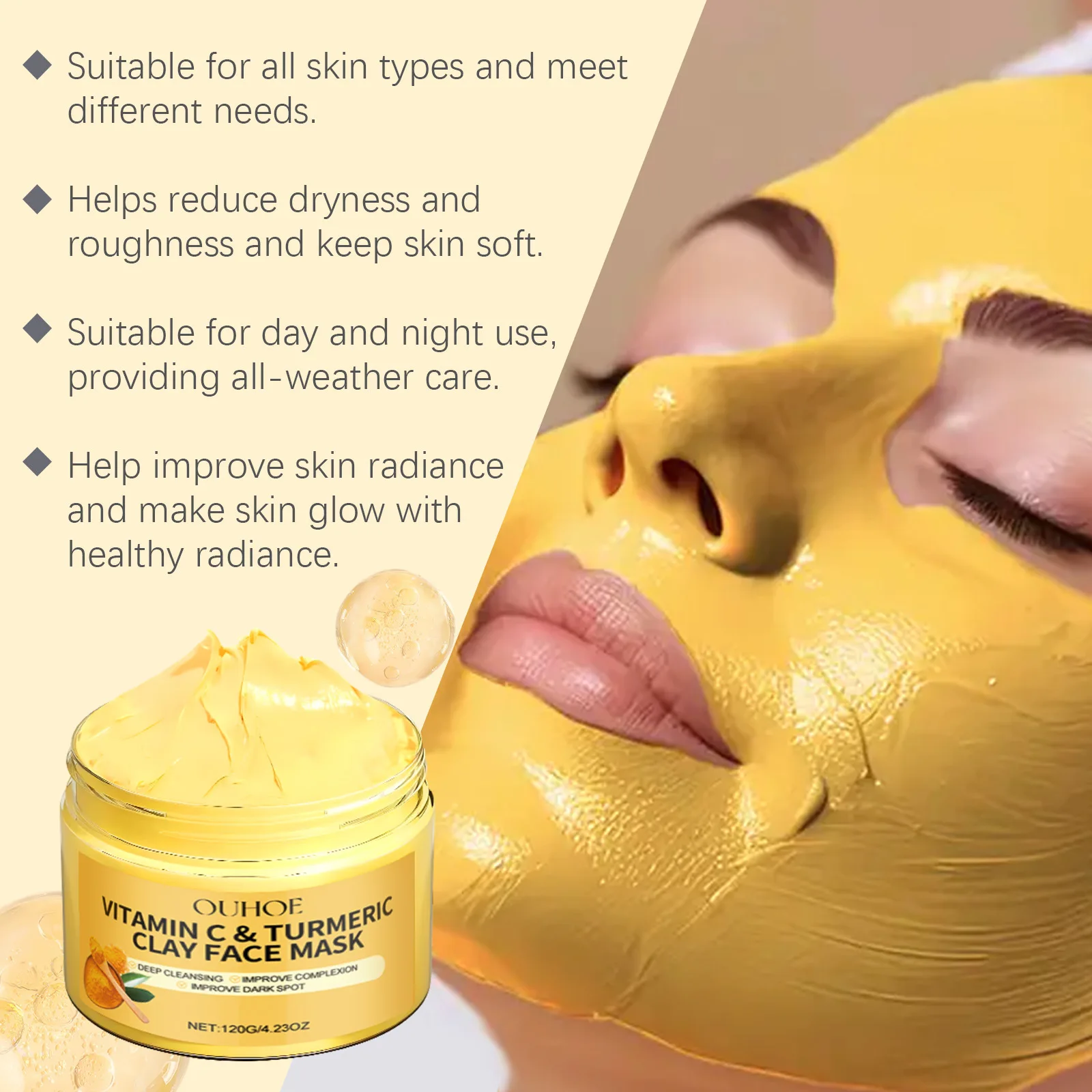فيتامين C قناع طمي الكركم قناع - مراجعة Dust Mask Construction وسعره